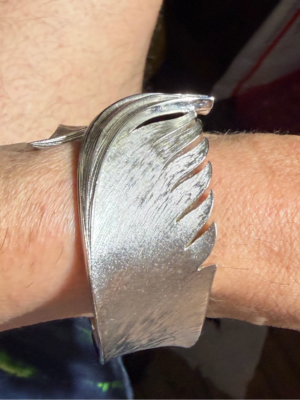Vintage Silver Tone Wing Cuff Bracelet - Picture 2 of 6
